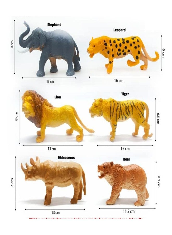 Mallexo Full Action Wild Jungle Animal Toys for Kids Big Size Cartoon Farm Animals Figures Toy Set of 6PC Zoo Forest Animal for Boys and Girls Lion, Tiger, Bear, Rhinoceros, Elephant for Children - Image 5